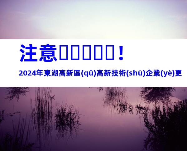 注意！2024年東湖高新區(qū)高新技術(shù)企業(yè)更名或重大變化申報對象、時間及程序